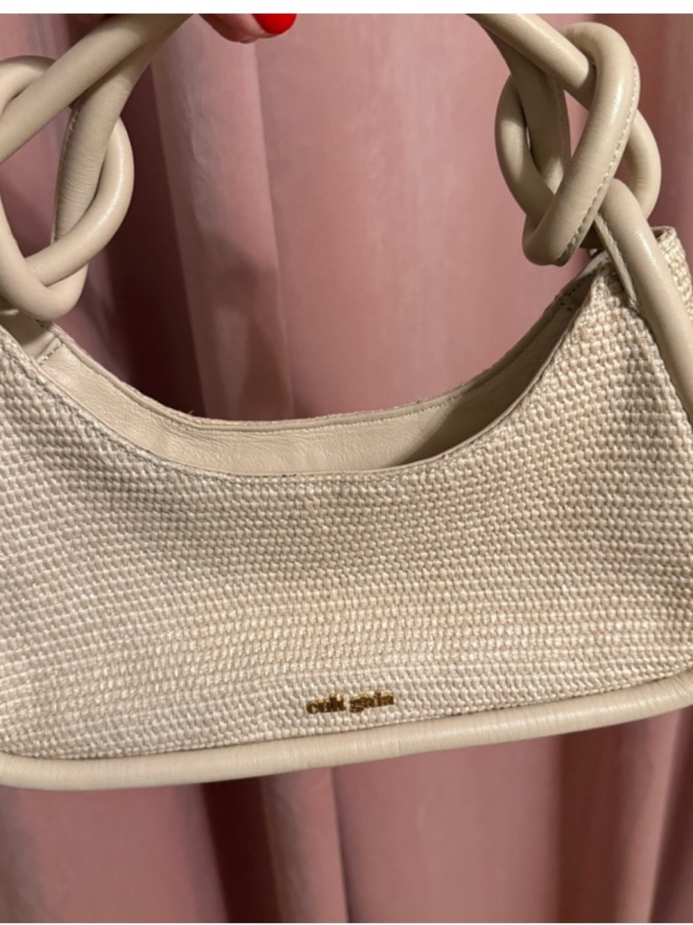 cult gaia Cream Knotted-Handle Shoulder Bag
